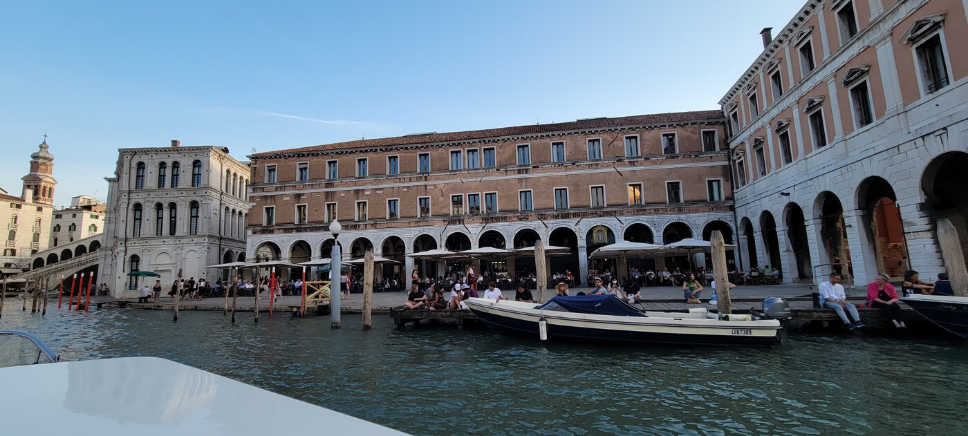 Grand Canal waterfront with the Rialto Bridge in Venice